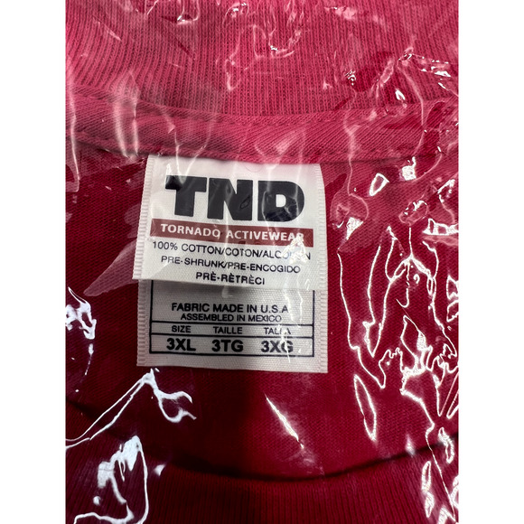 Vintage Tornado TND Activeware 100% Cotton Pink 3XL T Shirt Made in USA NOS - Picture 3 of 4